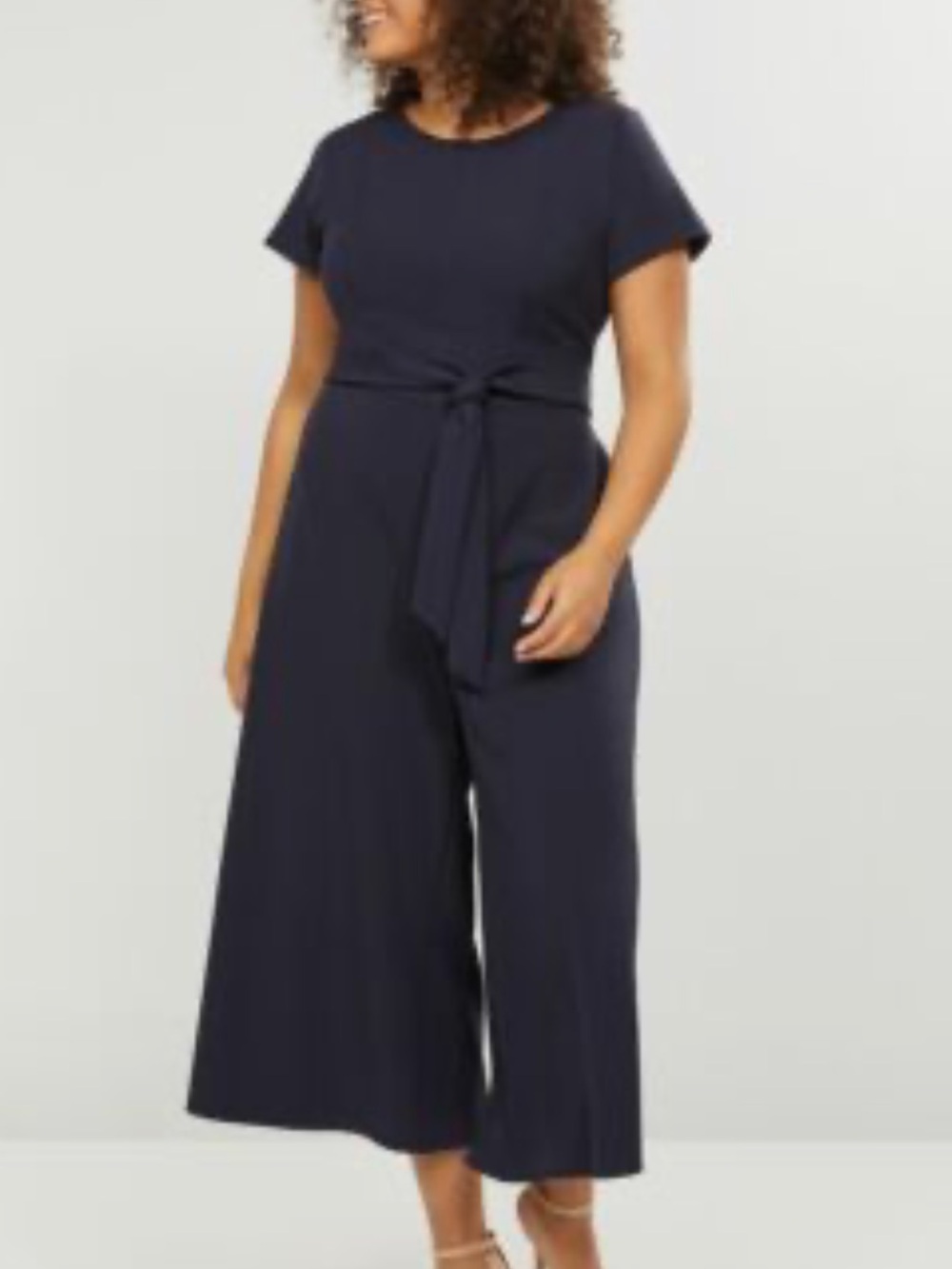 LANE BRYANT NAVY LENA WIDE LEG BELTED JUMPSUIT NWT